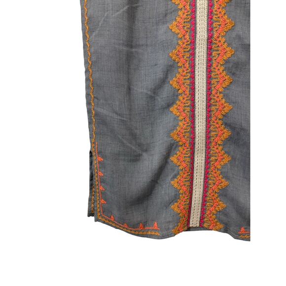 THML Blue Check with Coral & Pink Embroidered Accent Sleeveless Tunic Top XS - Picture 2 of 6